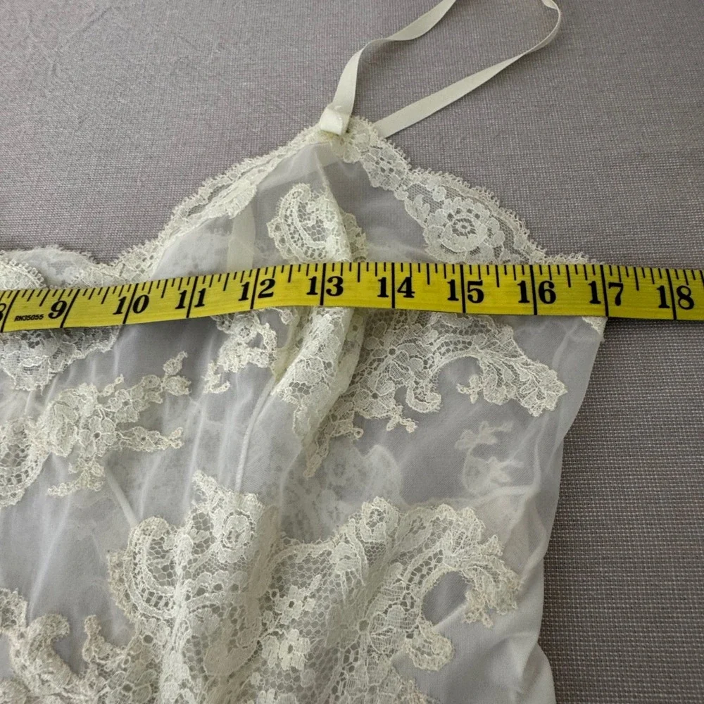 Vintage Vanity Fair Full Slip Dress Size 36‎ Light Yellow Lace Pleats - Picture 10 of 12